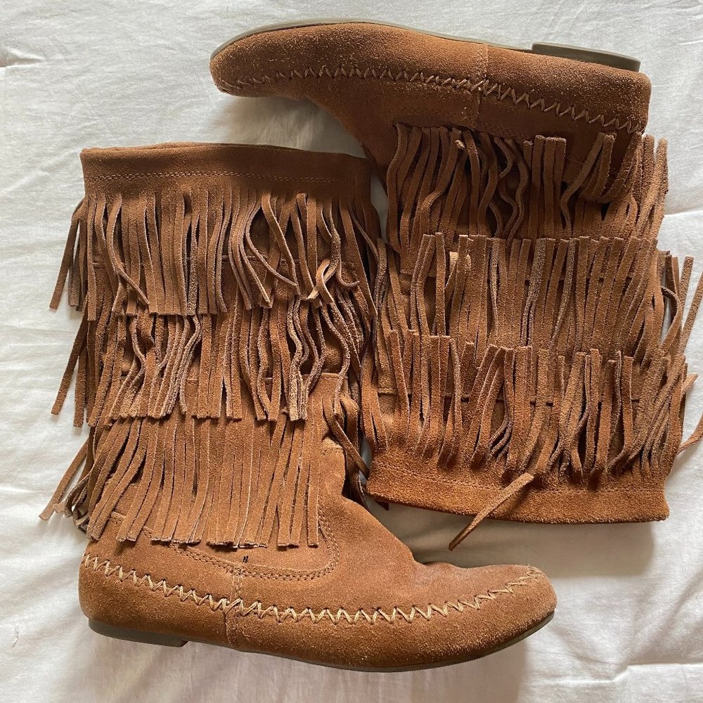 Mudd Ladies 10 Fringed Faux-Suede Boots